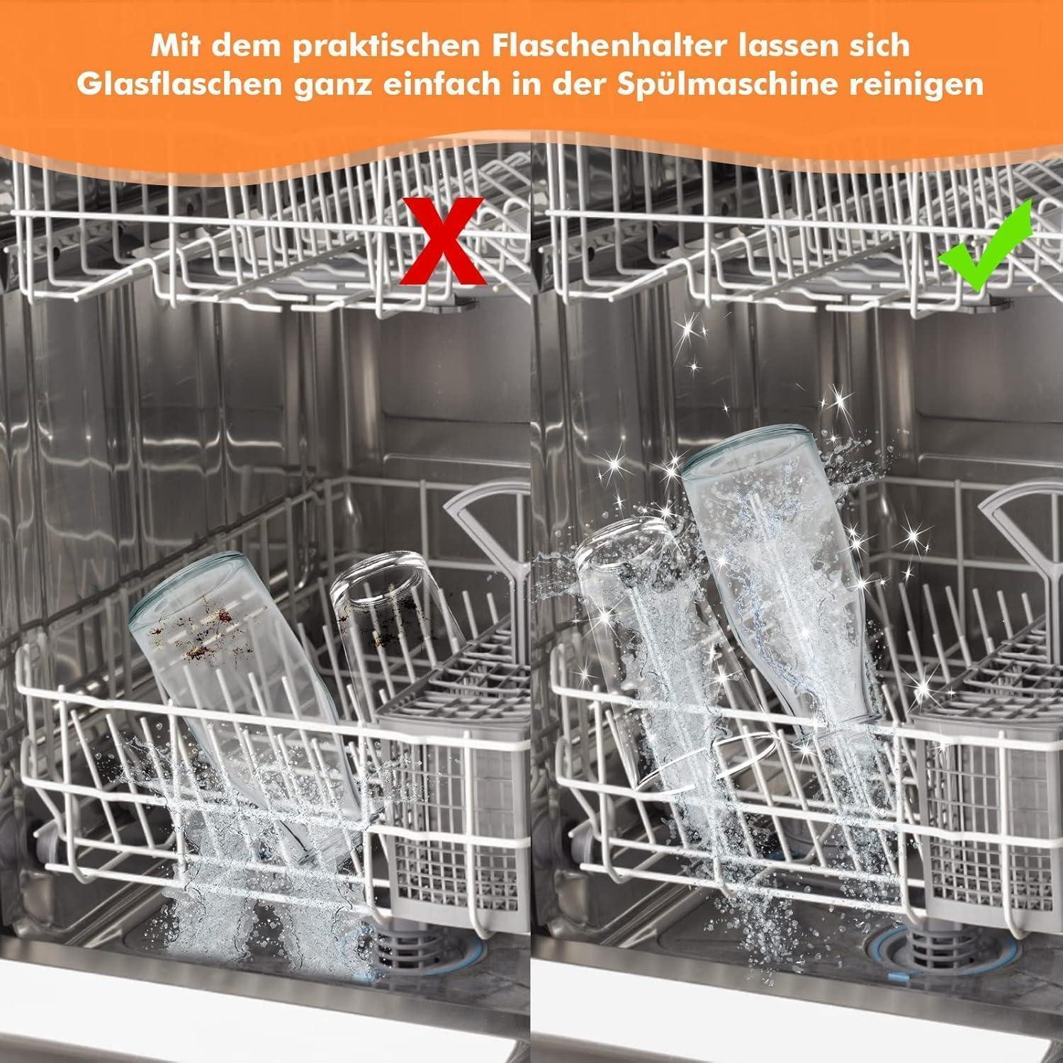 LuxusKollektion Flaschenhalter Spülmaschineneinsatz Flaschenhalter Edelstahl, 6 Stück, extra – Bild 3 von 5