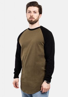 Blackskies T-Shirt Baseball Longshirt T-Shirt Olive-Schwarz X-Large