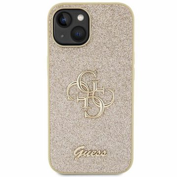 Guess Smartphone-Hülle Guess Apple iPhone 15 Schutzhülle Case Glitter Script Big 4G Gold