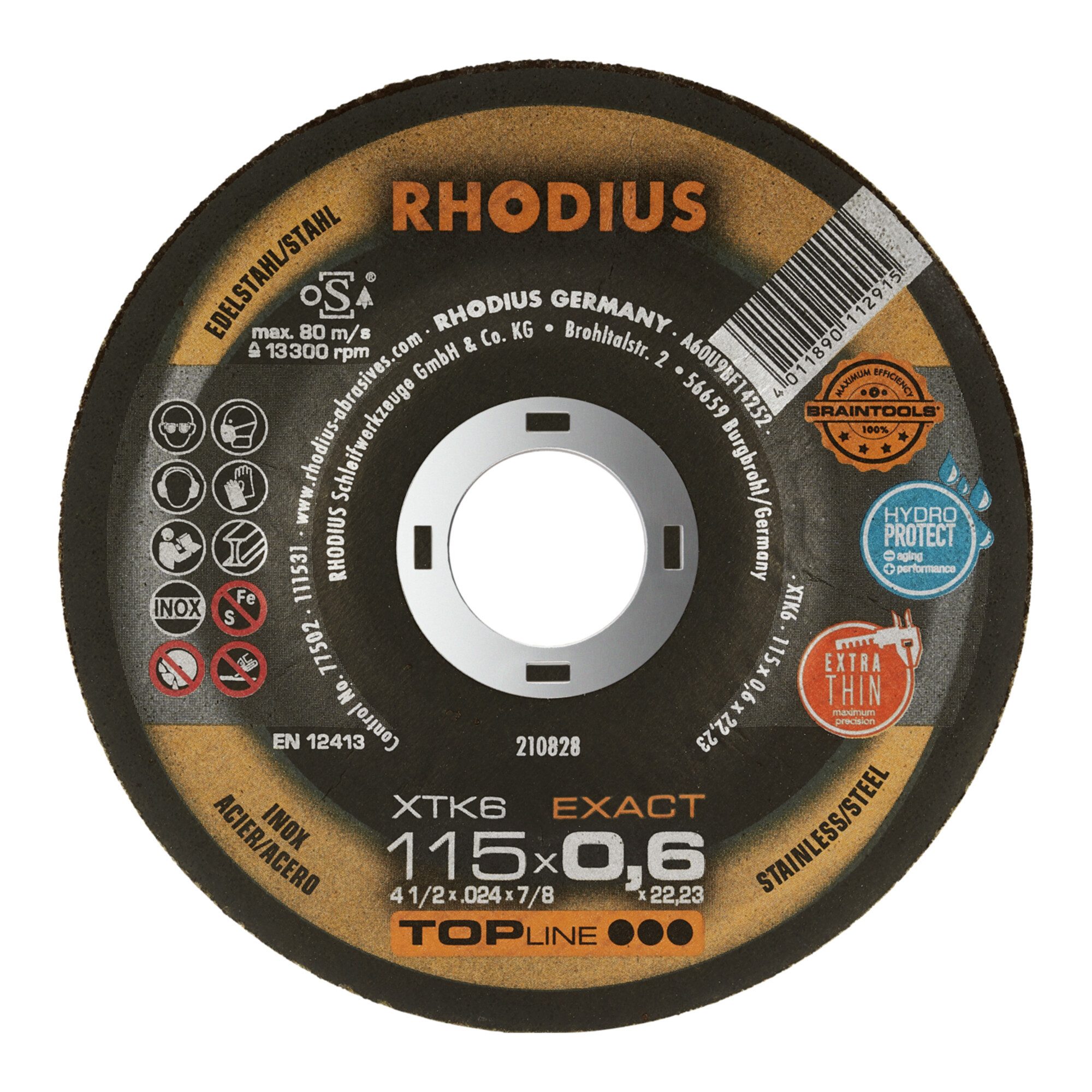 Rhodius Trennscheibe RHODIUS TOPline XTK6 EXACT BOX Extradünne Trennscheibe 115 x 0,6 x 22