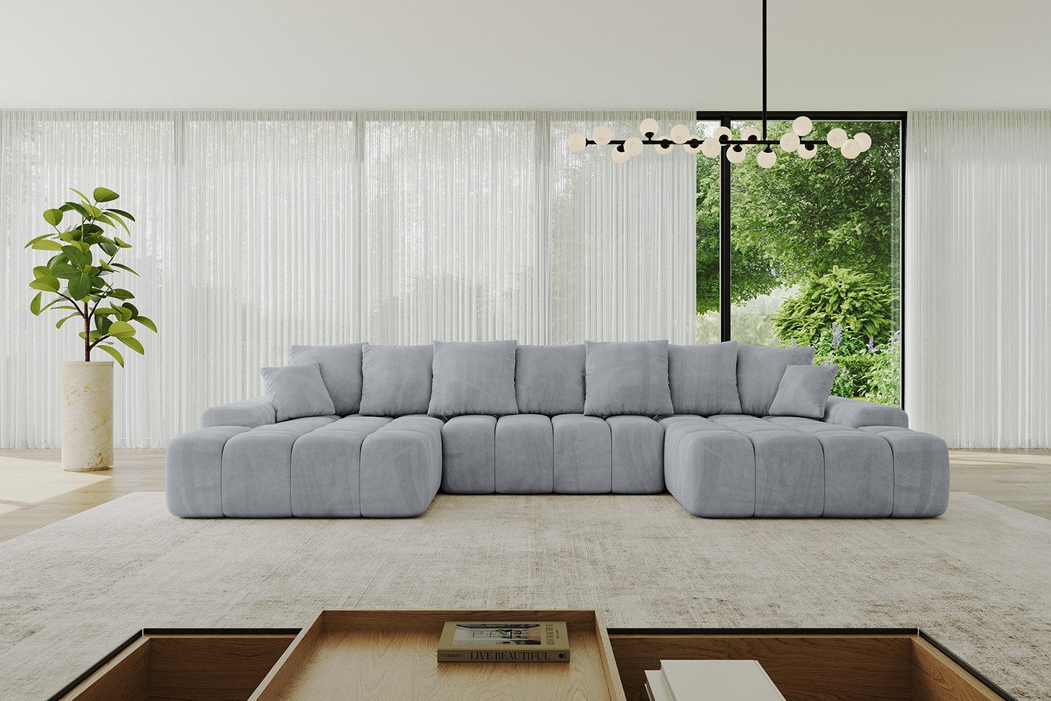 ALTDECOR Wohnlandschaft ENSI-U, Sofa Praktische Bequeme Funktionsecke Couch L-Form Eckcouch, Corner Sofa L-Form Vielseitige Sofa Wohnlandschaft Wohnzimmer