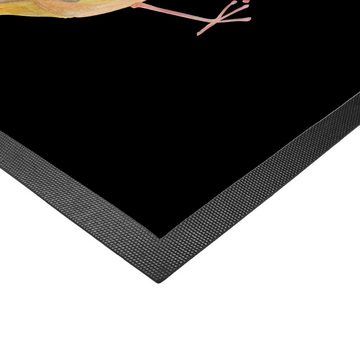 Fußmatte Rotkehlchen mit Federn - Schwarz - Geschenk, Motivfußmatte, Vogel, Fu, Mr. & Mrs. Panda, Höhe: 0.6 mm