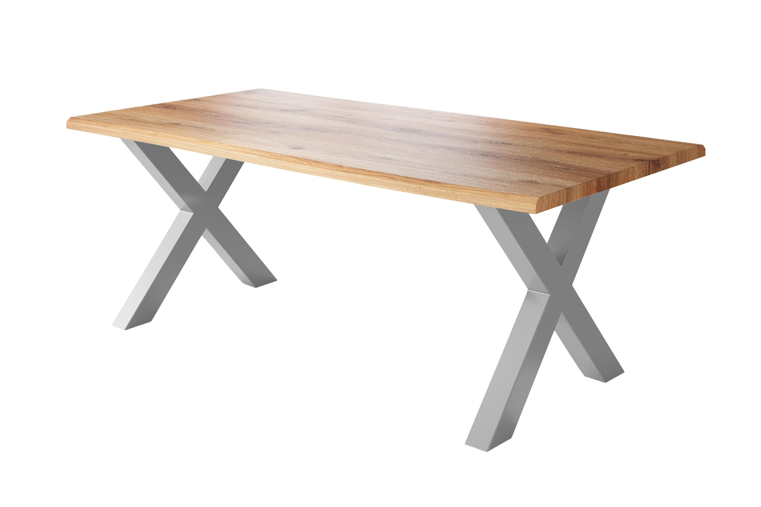 SAM® Esstisch Juliane, Holz Wildeiche-Optik, verschiedene Metallgestelle, Baumkante