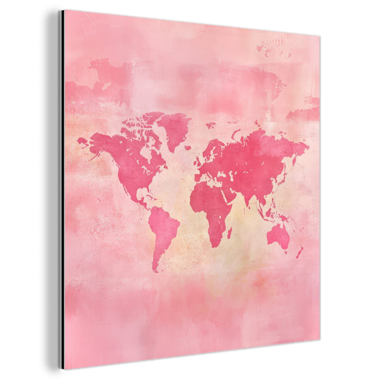 MuchoWow Metallbild Weltkarte - Rosa - günstig online kaufen