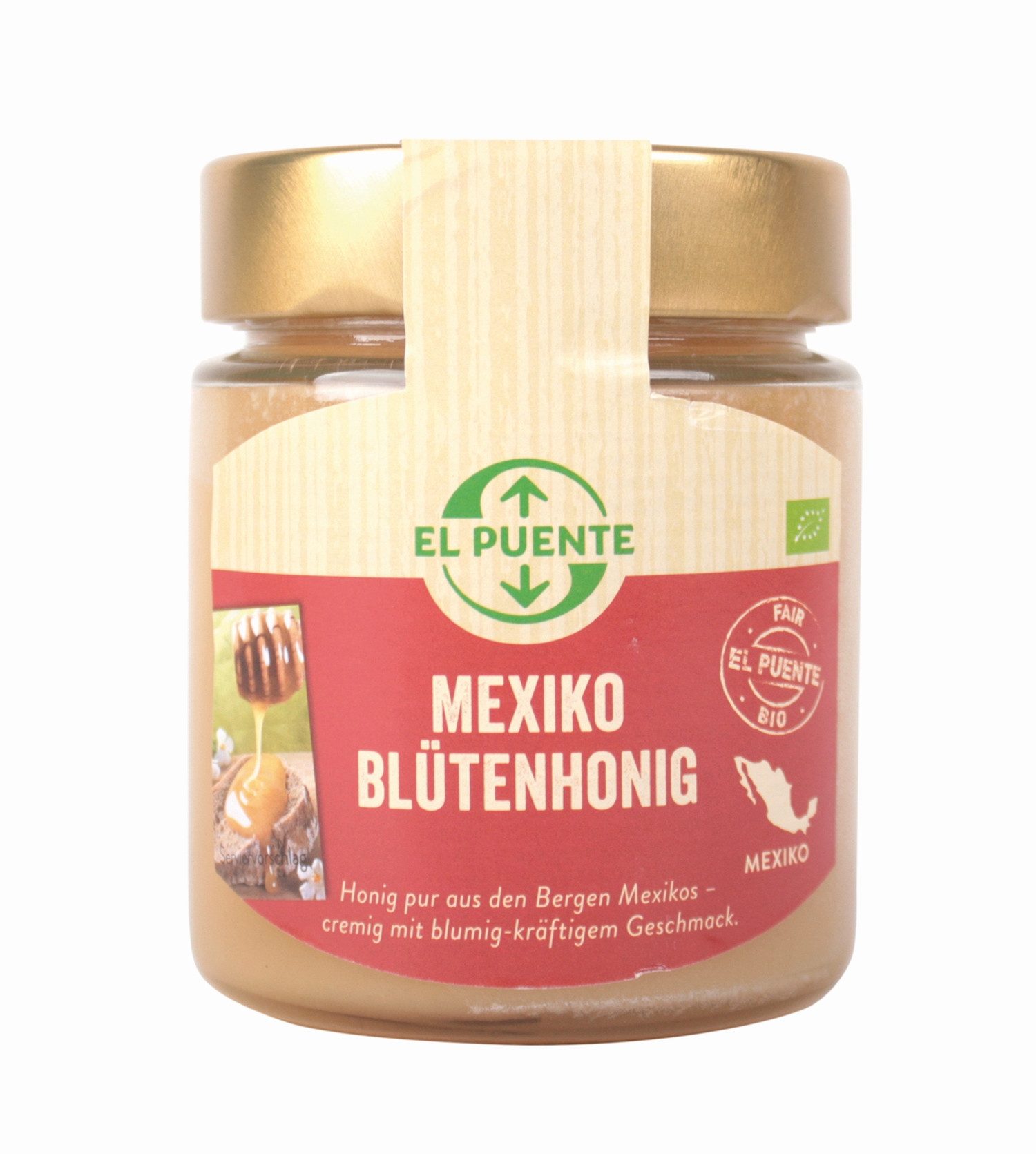 El Puente Herzhafter Brotaufstrich Bio-Blütenhonig aus Mexiko, Fair Trade, Bio, Glutenfrei, Handmade