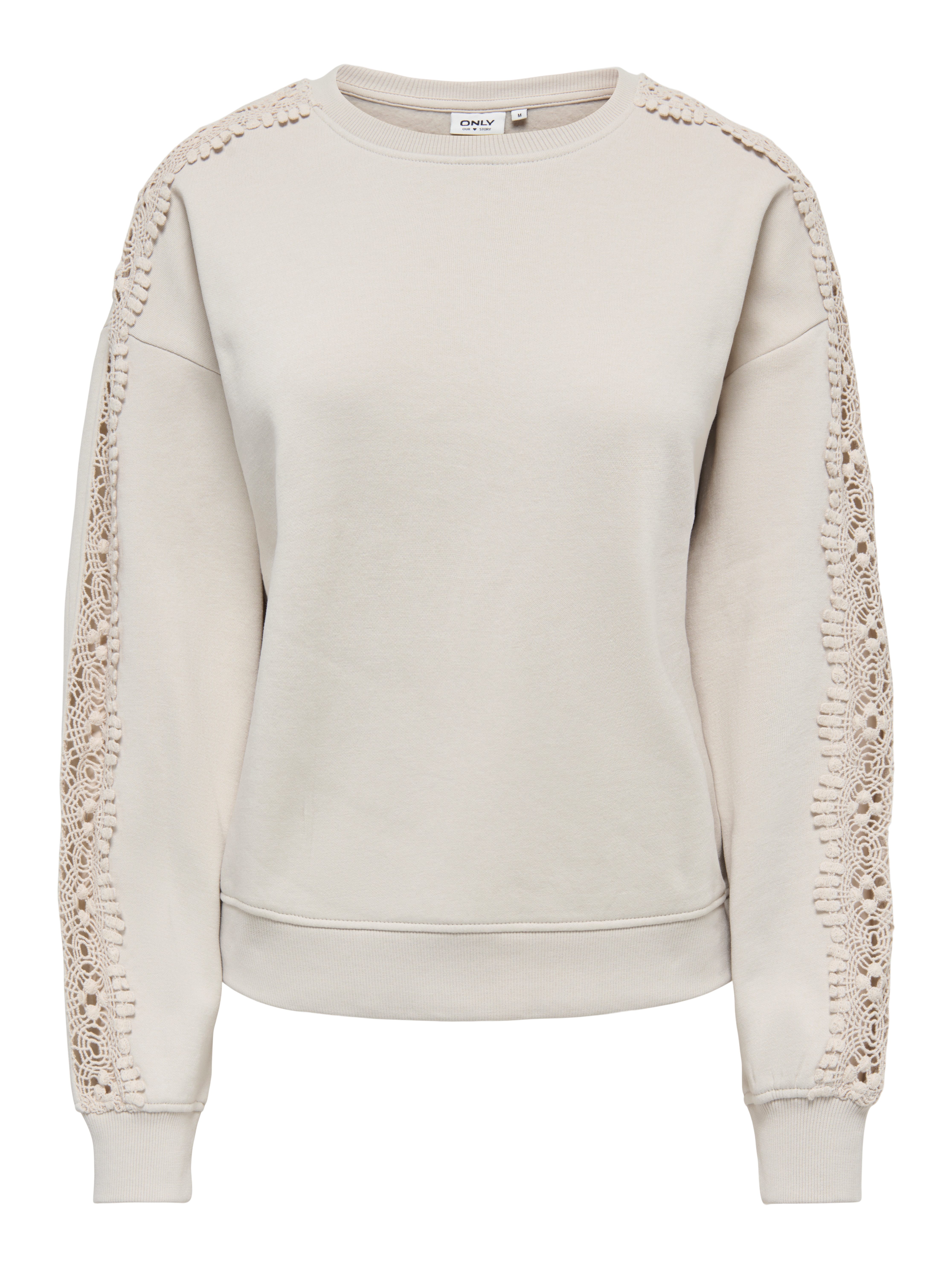 ONLY Sweatshirt ONLSTILLA L/S O-NECK LACE DETAIL CS SWT Baumwollmischung, regular fit