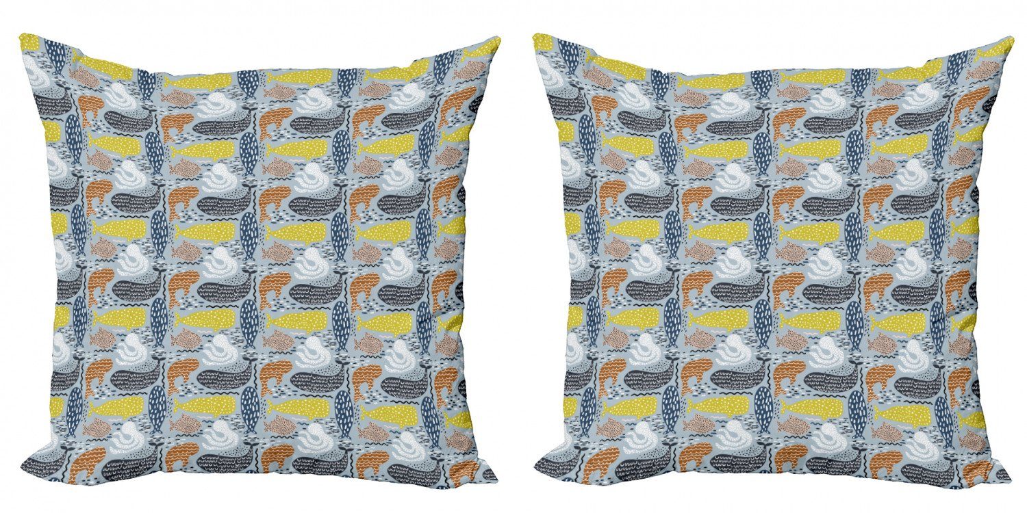 Doppelseitiger Bunte (2 Modern Abakuhaus Ozean Kissenbezüge Abstrakte Stück), Digitaldruck, Accent Fisch