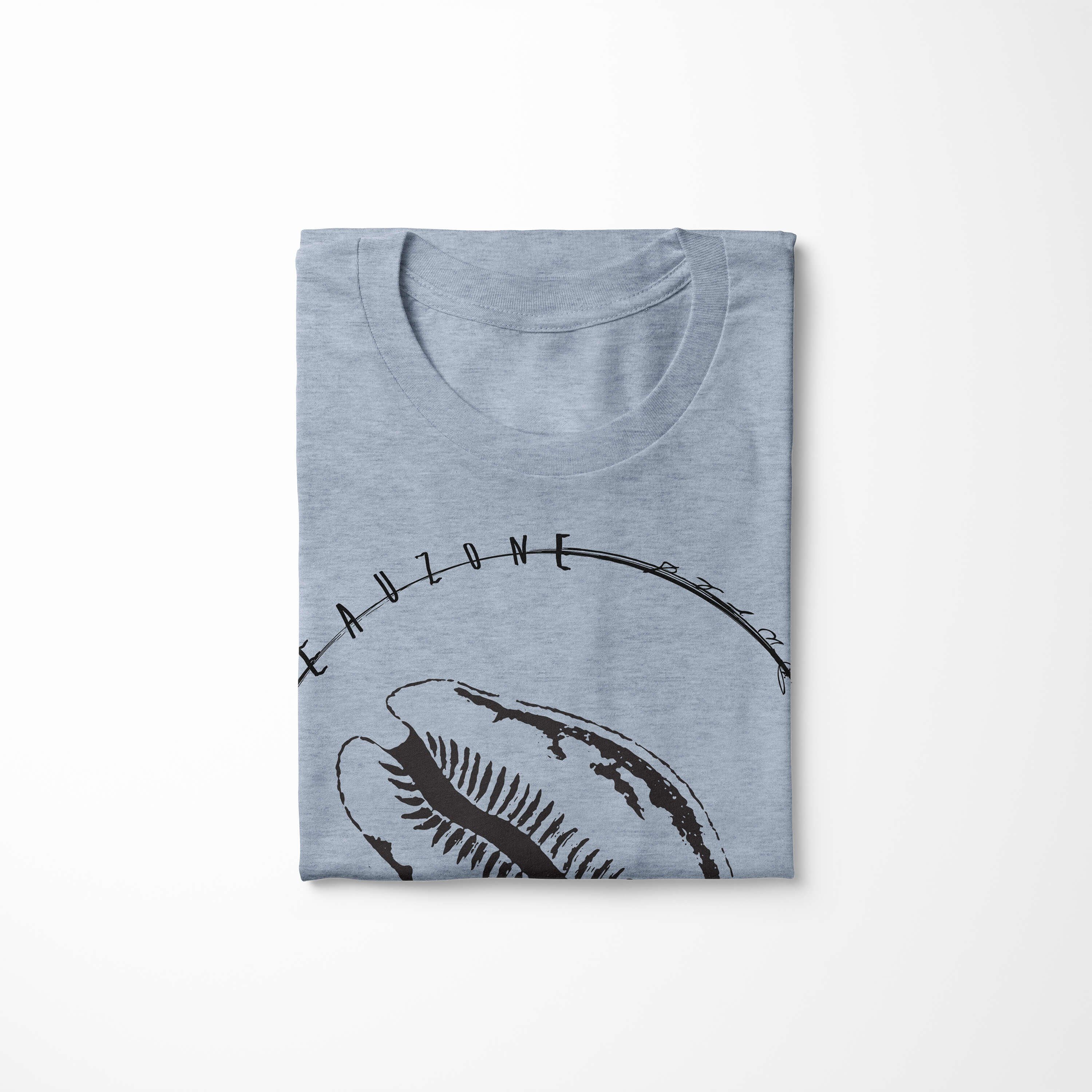 Sinus Art T-Shirt und - 008 Sea T-Shirt Tiefsee sportlicher Struktur feine Fische Stonewash / Sea Creatures, Serie: Denim Schnitt