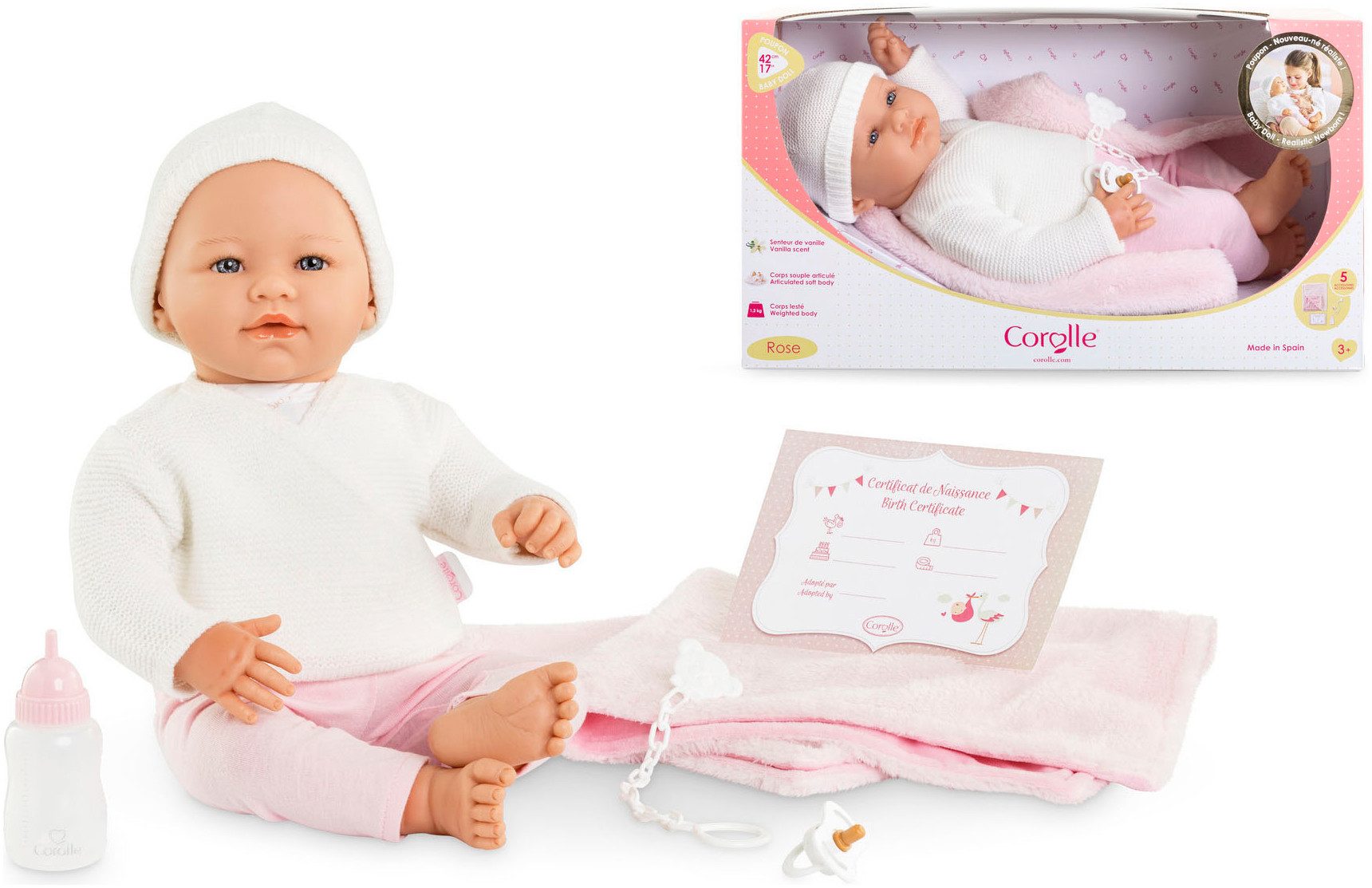 Corolle® Babypuppe Mon Grand Poupon Rose Newborn, mit Vanilleduft