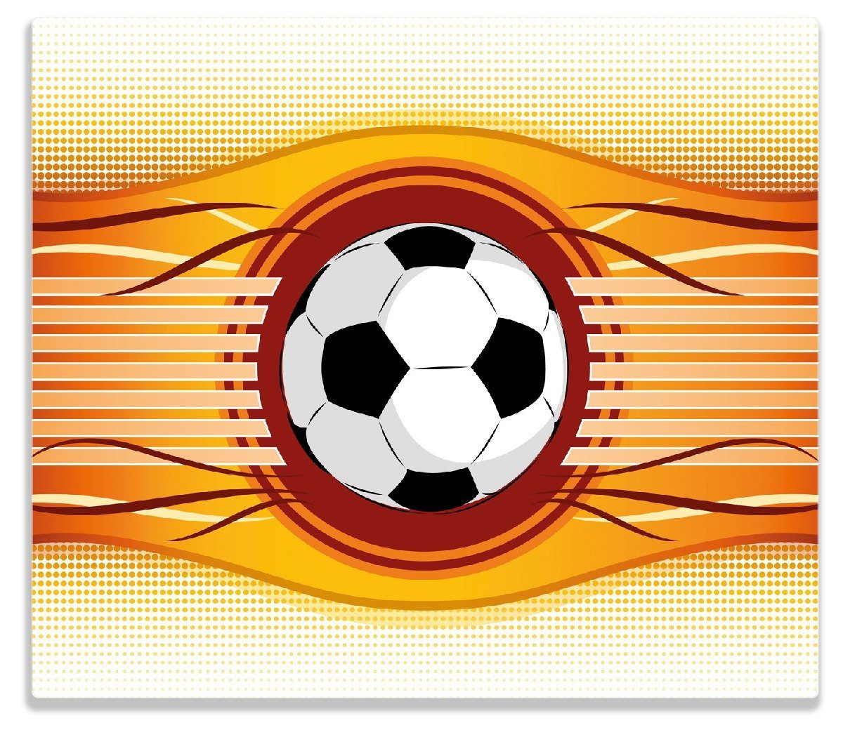 Wallario Herd-Abdeckplatte Fußball - Muster inkl. 1 5mm Größen ESG-Sicherheitsglas, Punkte, Wellen verschiedene (Glasplatte, tlg., Orange Linien Noppen)