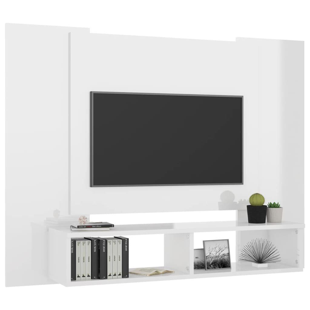 vidaXL TV-Schrank TV-Wandschrank Hochglanz-Weiß 120x23,5x90 cm Holzwerkstoff (1-St)