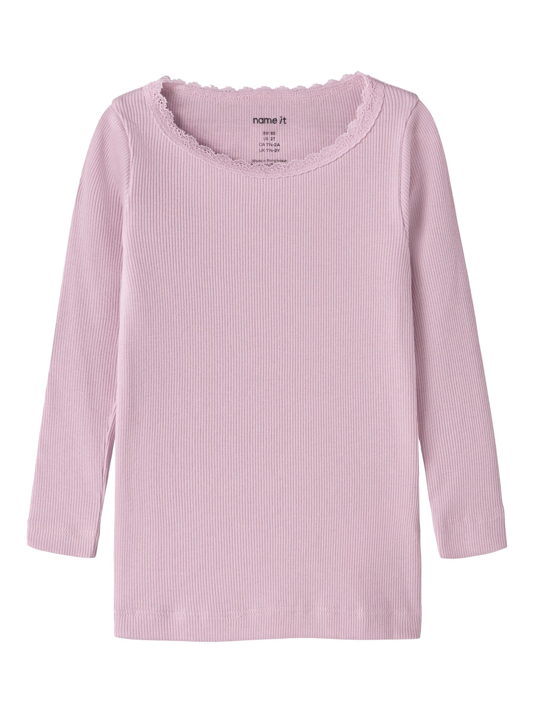 Name It Langarmshirt NMFKAB LS TOP NOOS in Feinripp und mit süßer Spitzenkante am Ausschnitt