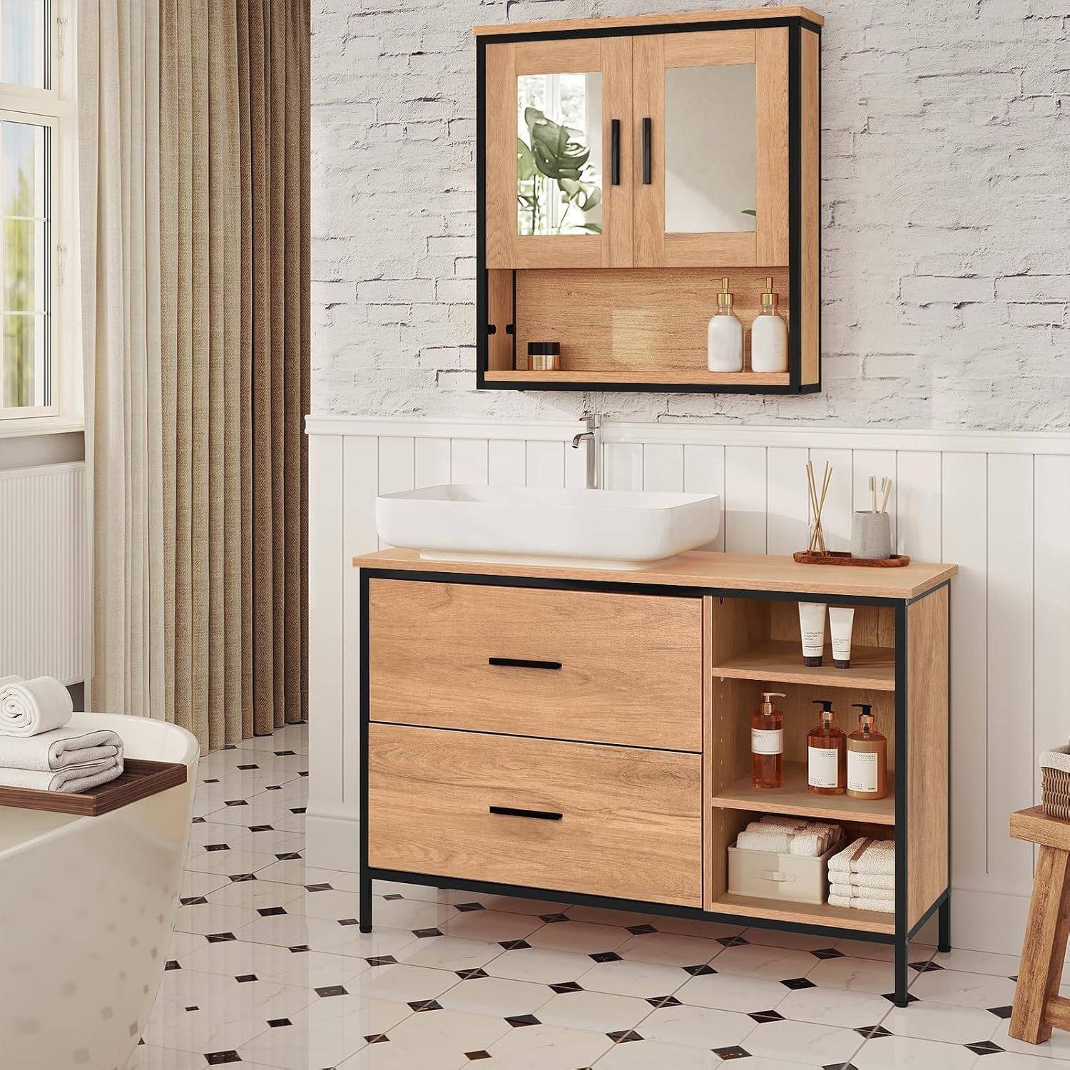 EUGAD Waschbeckenunterschrank (1-St) Badezimmerschrank mit 2 günstig online kaufen
