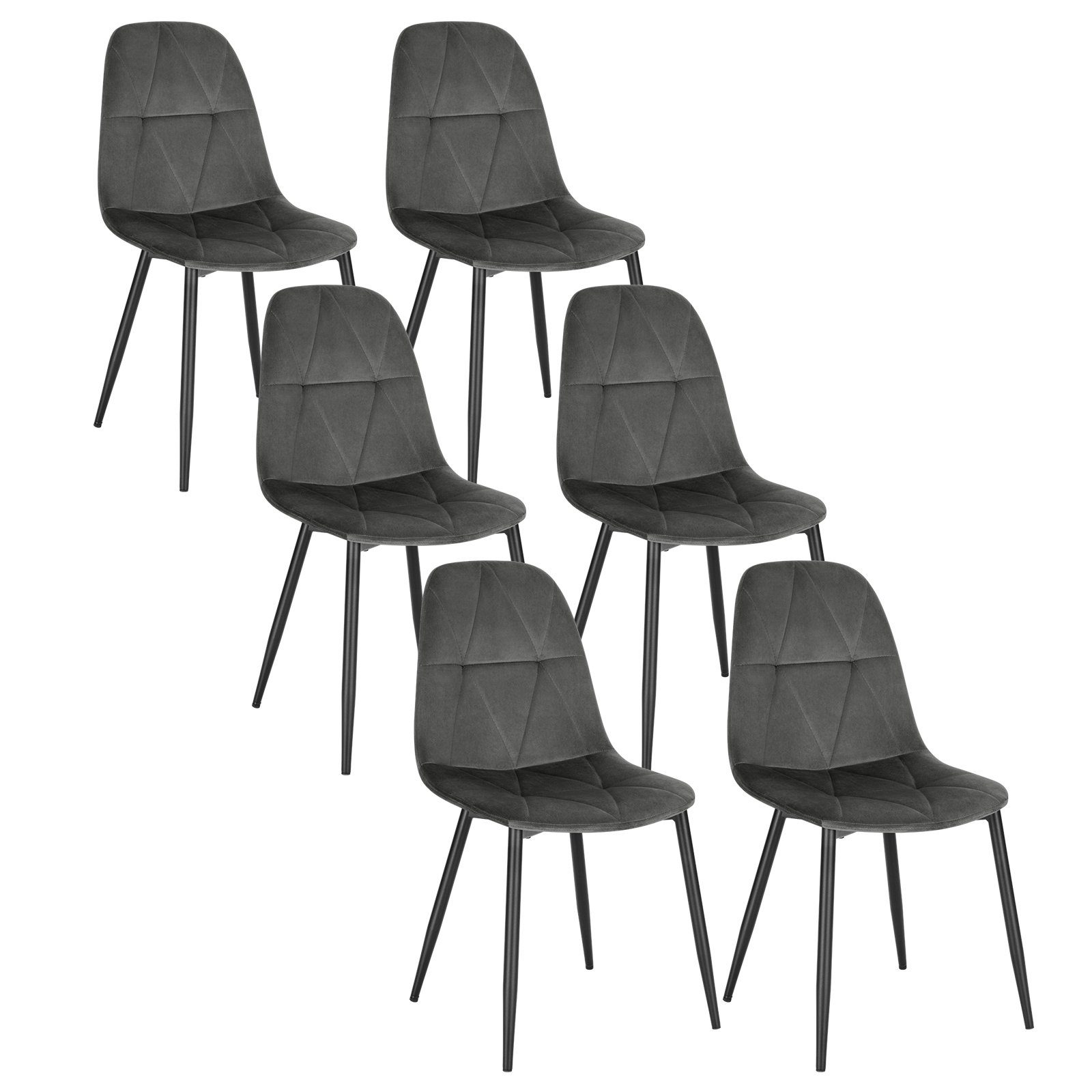 EUGAD Esszimmerstuhl (6 St), mit Rückenlehne, Polsterstuhl aus Metall, Bezug