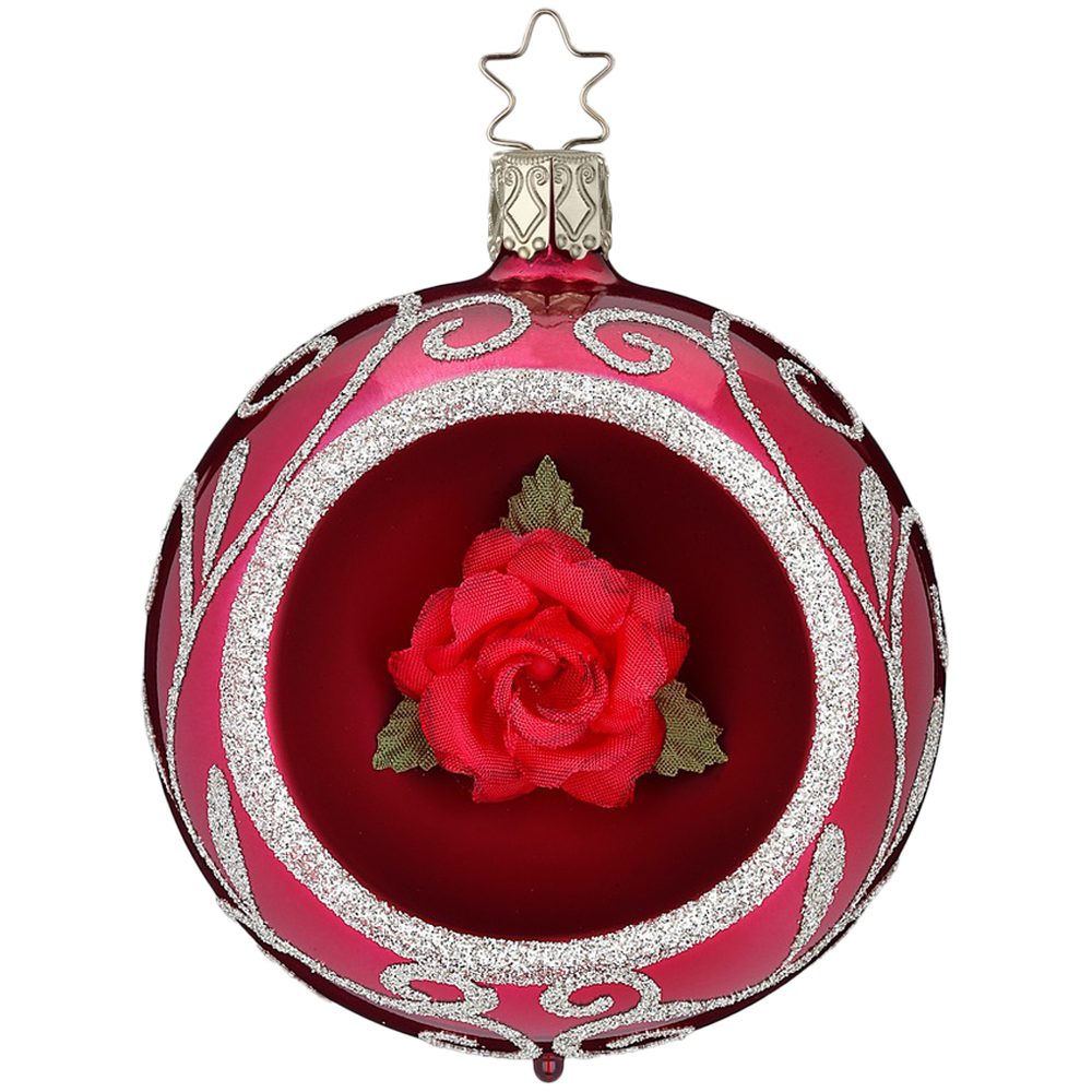 INGE-GLAS® Weihnachtsbaumkugel Reflexkugel, Weihnachtskugel dahlierot opal glanz Ø 8cm (1 St), mundgeblasen, handbemalt