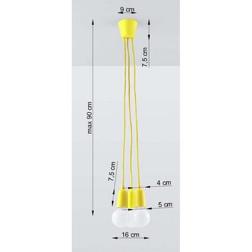 etc-shop Pendelleuchte, Leuchtmittel nicht inklusive, Pendelleuchte Deckenleuchte Gelb 3-flammig PVC H 90 cm Küche Esszimmer