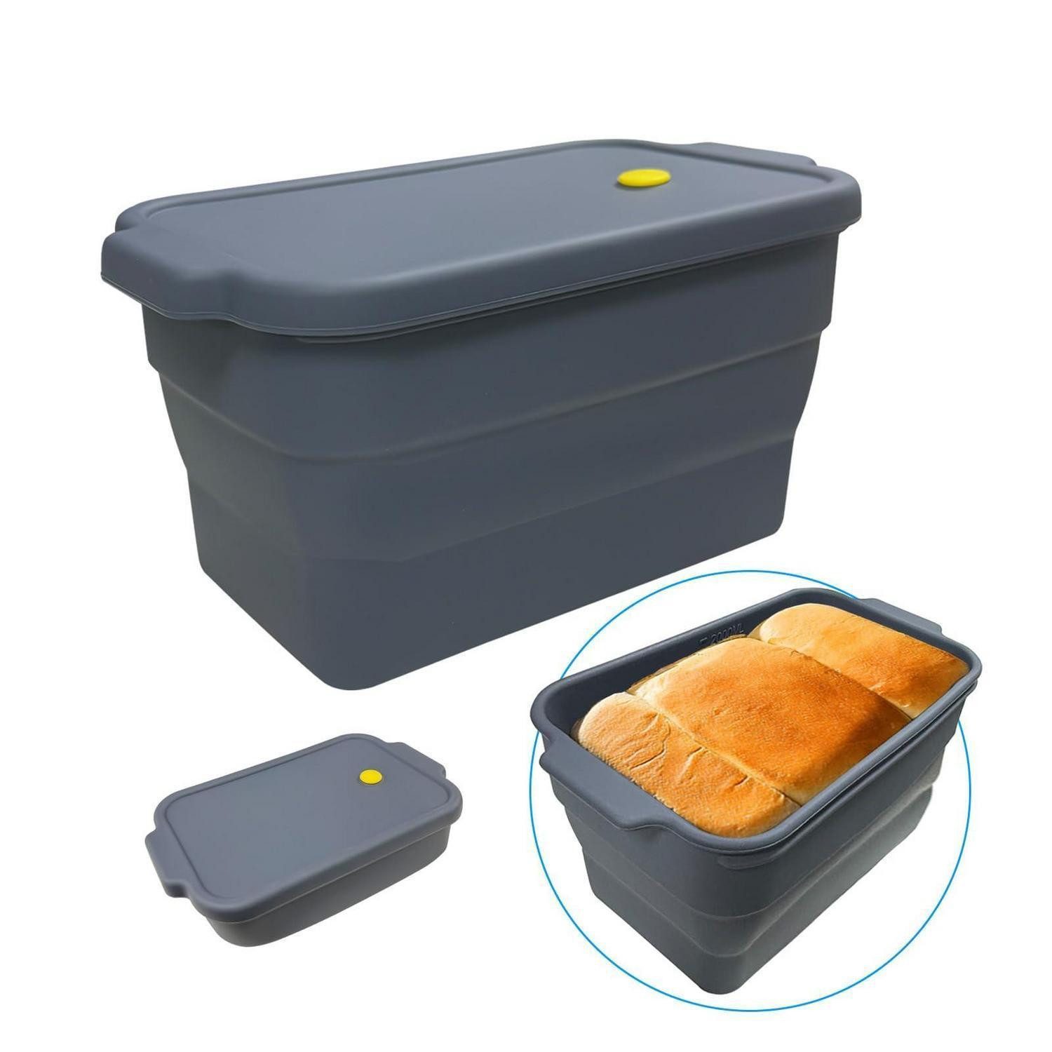 LuxusKollektion Brotbackform Brotbackform Silikon faltbar mit Deckel Grau
