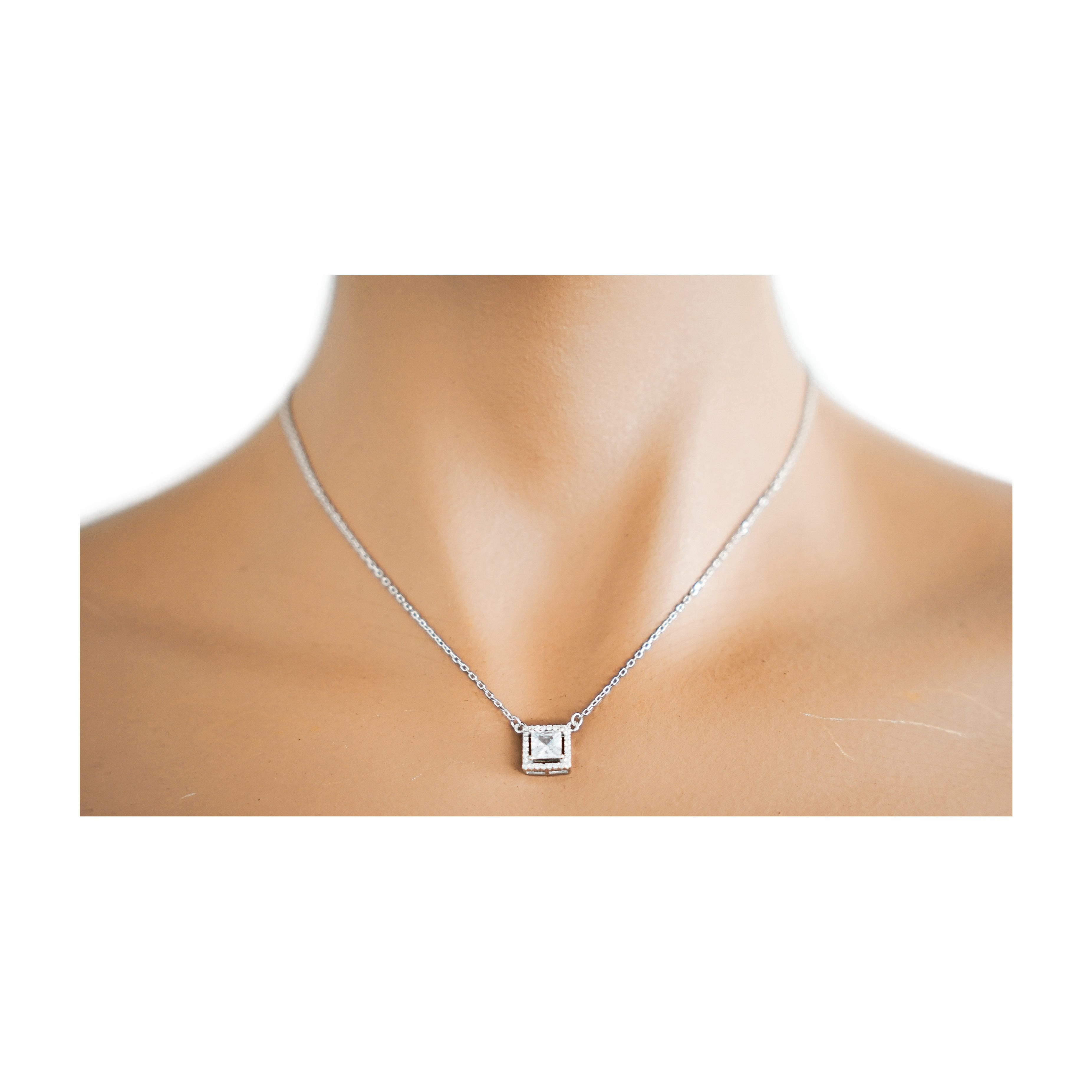 COFI 1453 Silberkette Elegantes Halsband modische Kette Silber 925 mit Steine 40- 45 cm