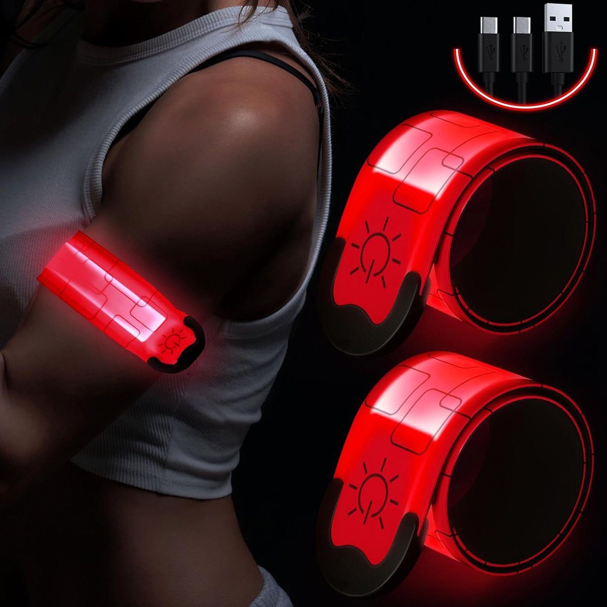 yozhiqu LED Blinklicht Läufer-Lauflicht (2er-Pack), LED-Armband
