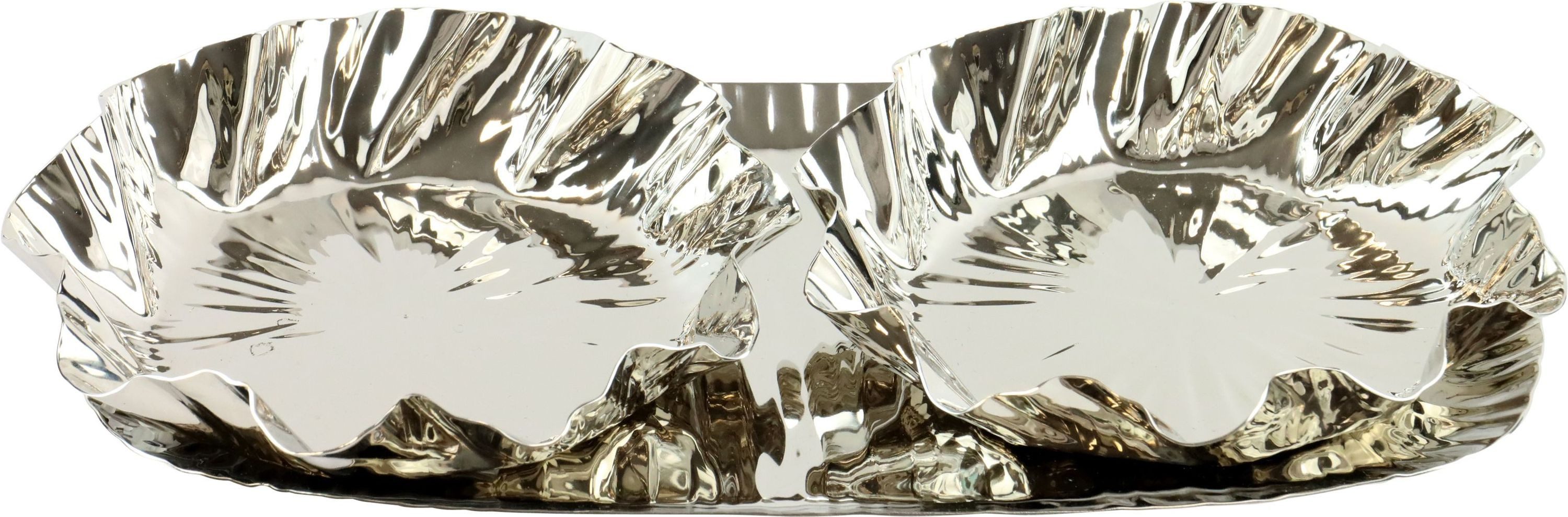 FURNARO Servierschale Undara, Edelstahl, (3-tlg), 3-teilig, silberfarben, Tablett:26,5 x 13,5 x 1 / Schalen:Ø14 x 3 cm