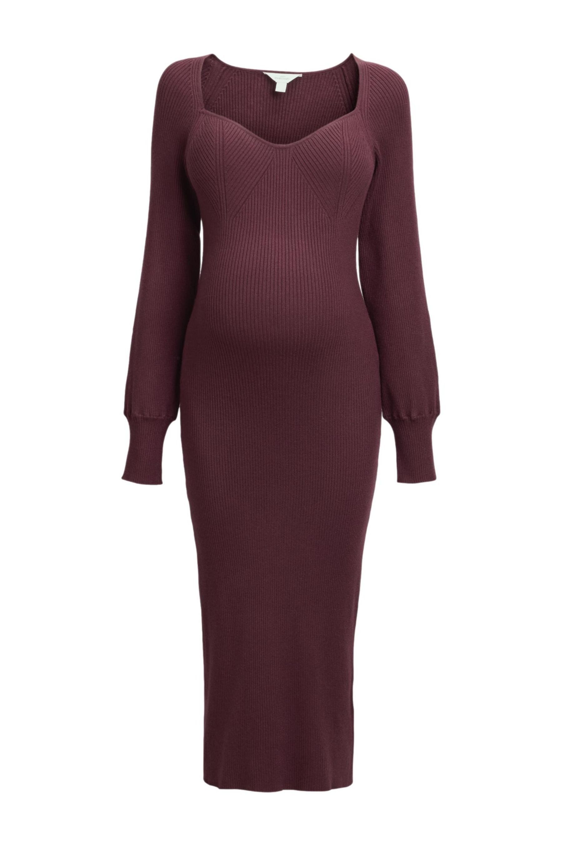 Next Partykleid Geripptes Midaxi-Strickkleid mit Ballonärmeln, (1-tlg)