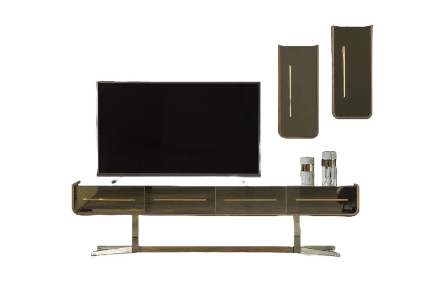 Xlmoebel Wohnwand Moderne Möbelwand mit TV-Bereich und Stauraum in Holzoptik, (1-St., Wohnwand), Hergestellt in Europa