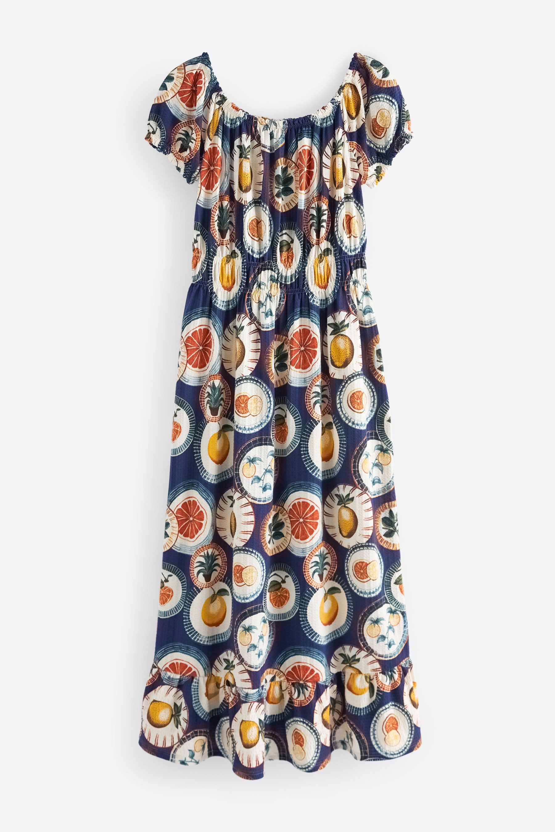 Sommerkleid mit Puffärmeln, Reversband und A-Linien-Schnitt main image 0