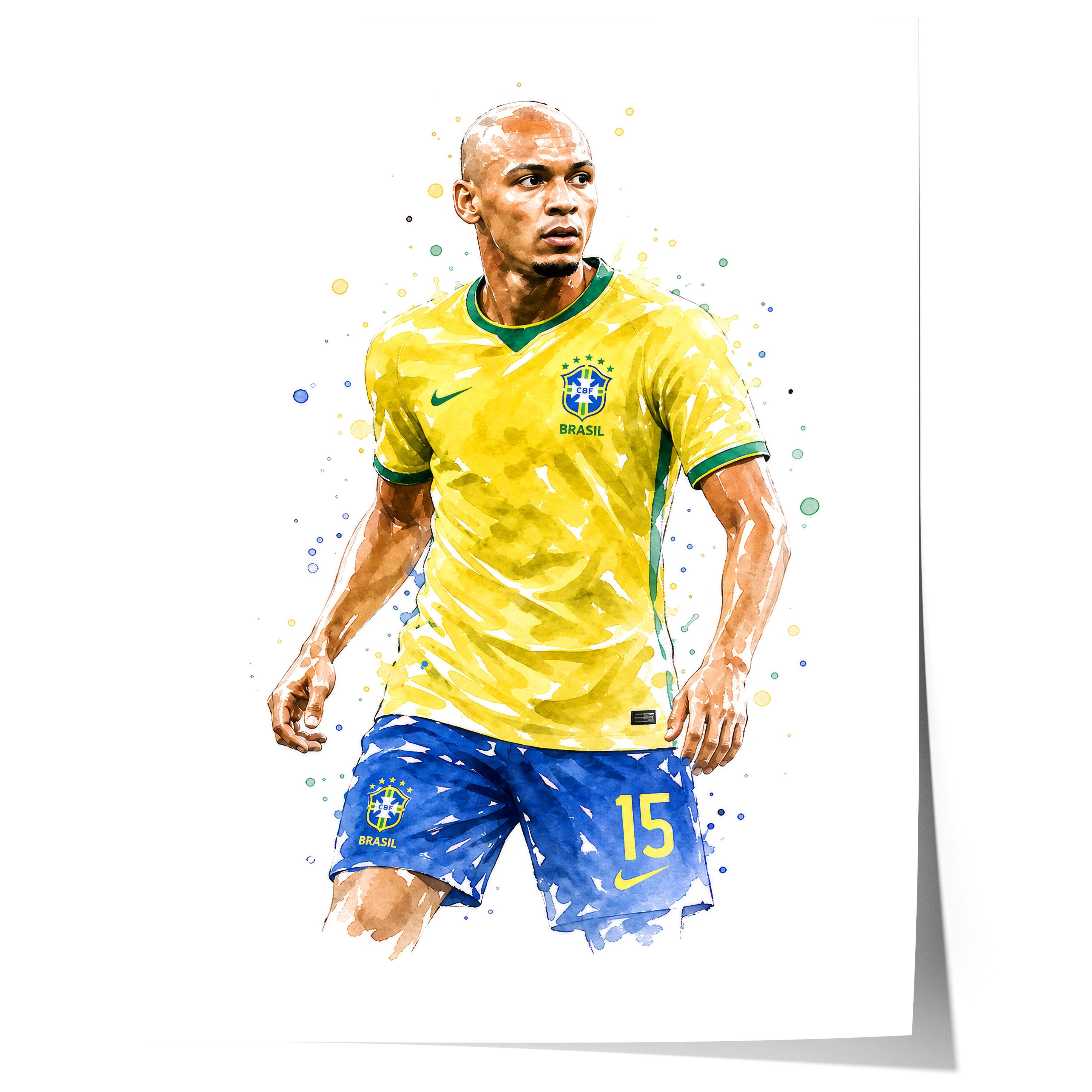 JUSTGOODMOOD Poster Brasilien Fussball Geschenkidee Aquarell Sport Wandbild Deko Print ohn, (1 St)