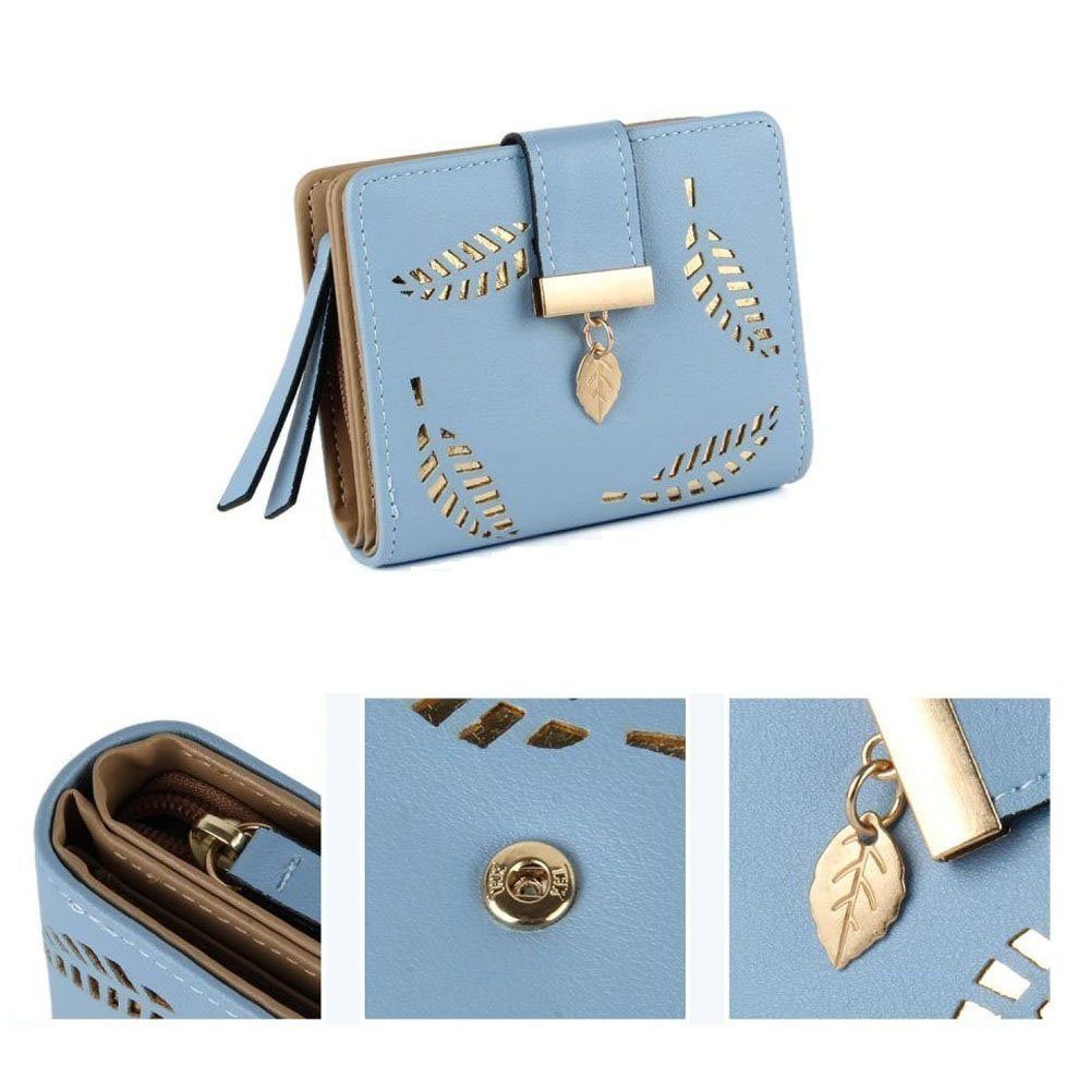 VIVIHEYDAY Geldbörse Blau Damen Portemonnaie Damen klein im Kurzformat (mit Reißverschluss), Damen-Geldbeutel