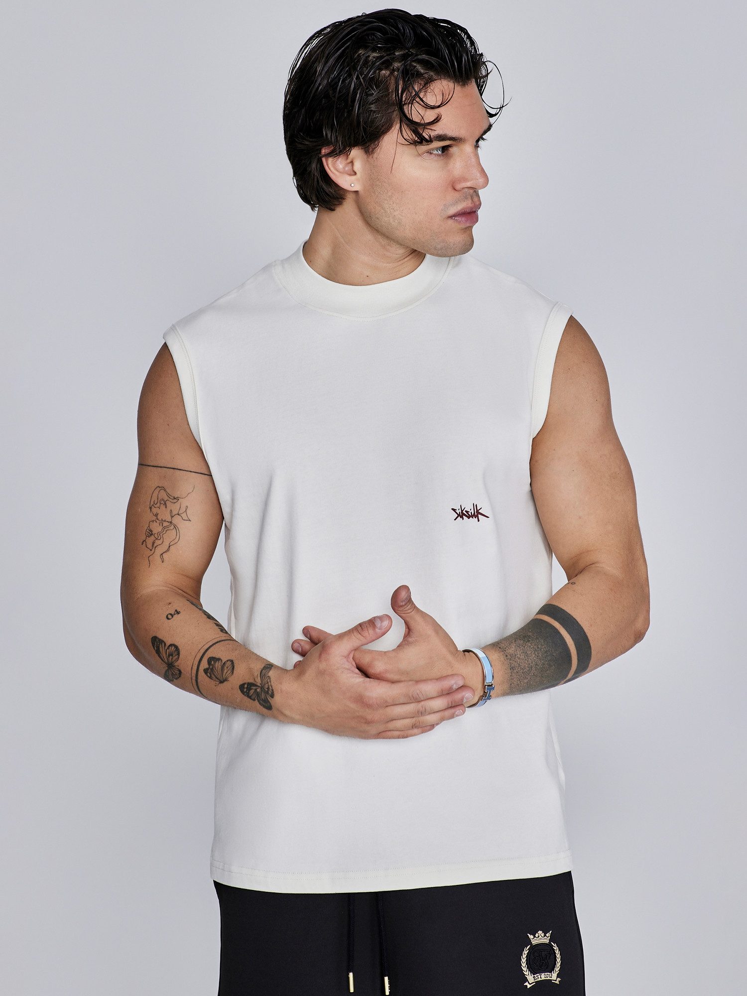 Siksilk Tanktop SikSilk Herren Ecru Rot Tanktop
