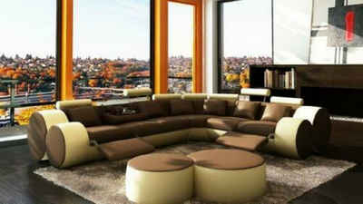 JVmoebel Ecksofa Ecksofa Designersofa L Form Leder Couch Design Garnitur Sofort, 3 Teile