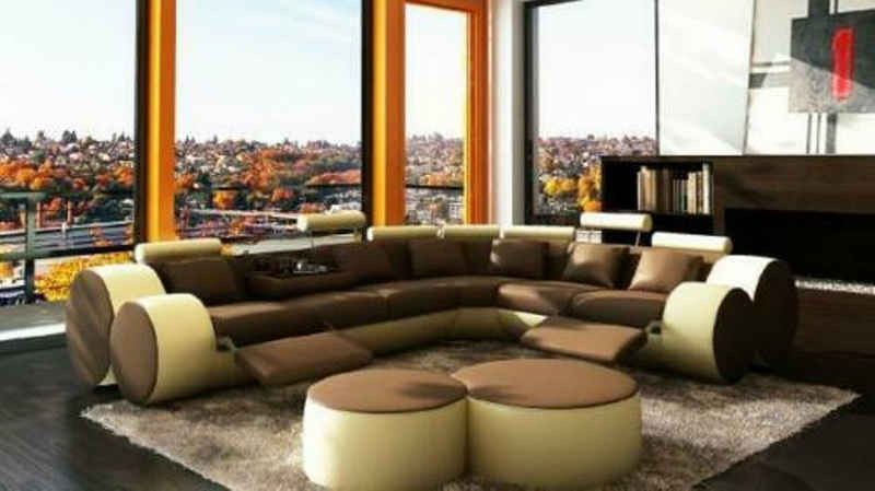 JVmoebel Ecksofa Ecksofa Designersofa L Form Leder Couch Design Garnitur Sofort, 3 Teile