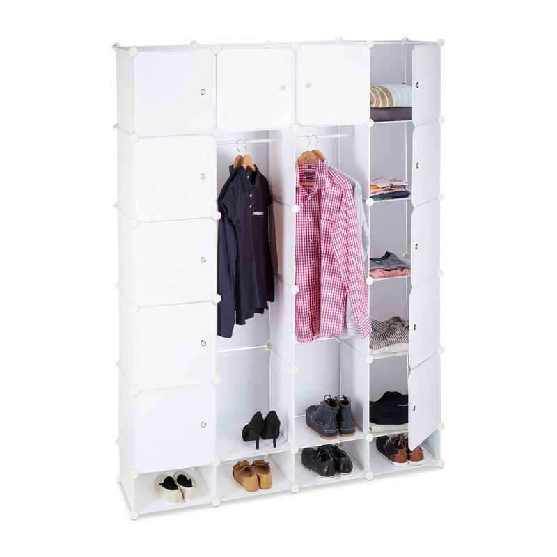 relaxdays Kleiderschrank Kleiderschrank Stecksystem 18 Fächer Weiß