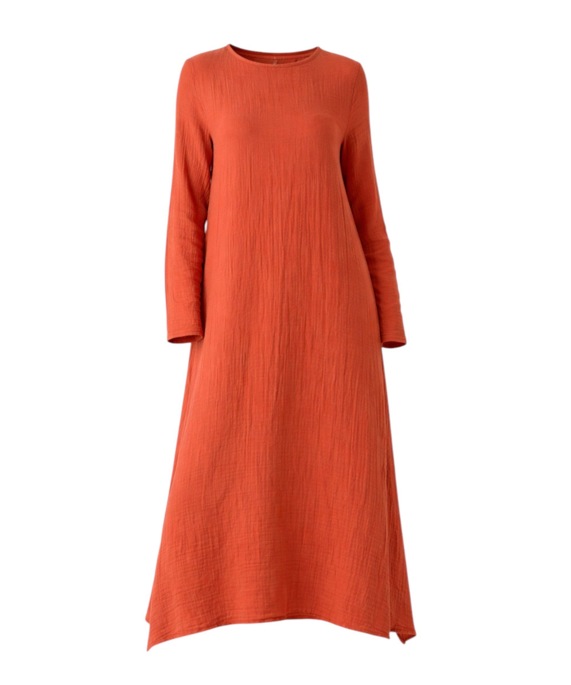 WENOR Longtunika Musselin 100 % Baumwolle 125 cm, Seitenschlitze, Modest Fashion 34–50