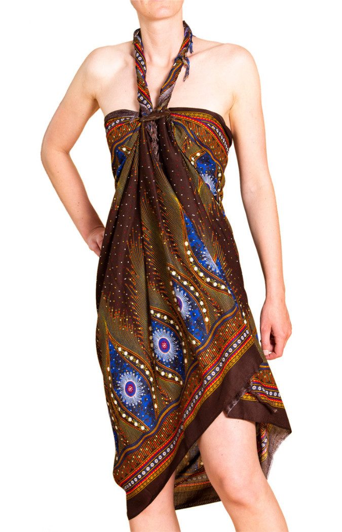 PANASIAM Sarong Pareo Peacock Design aus hochwertiger Viskose Strandtuch Wrap, Viskose, Strandkleid Bikini Cover-up Tuch für den Strand Schultertuch Halstuch