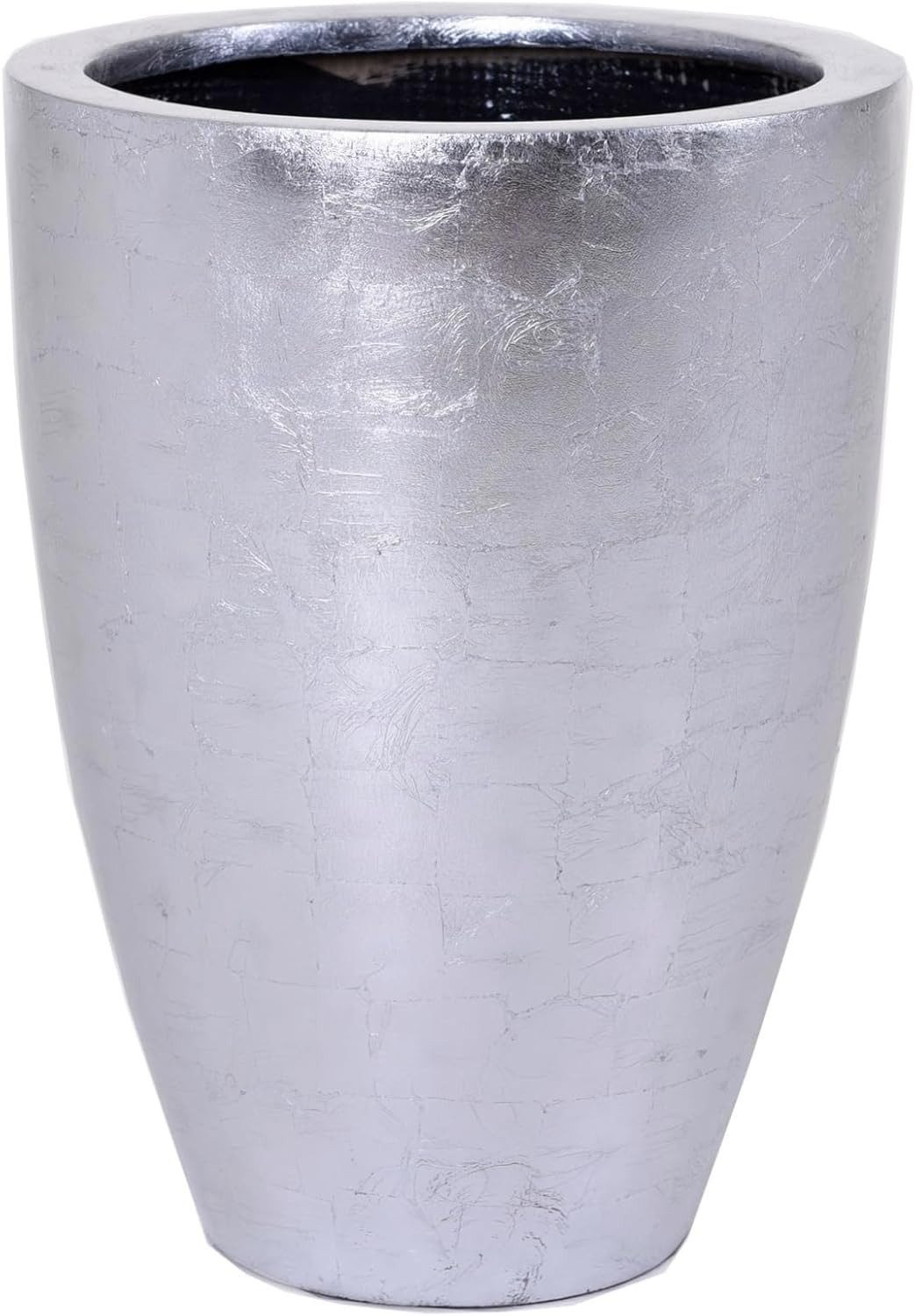 VIVANNO Bodenvase Fiberglas OPALA Rund - Blattsilber Blattoptik Hochglanz (1 St), 40x40x55 cm