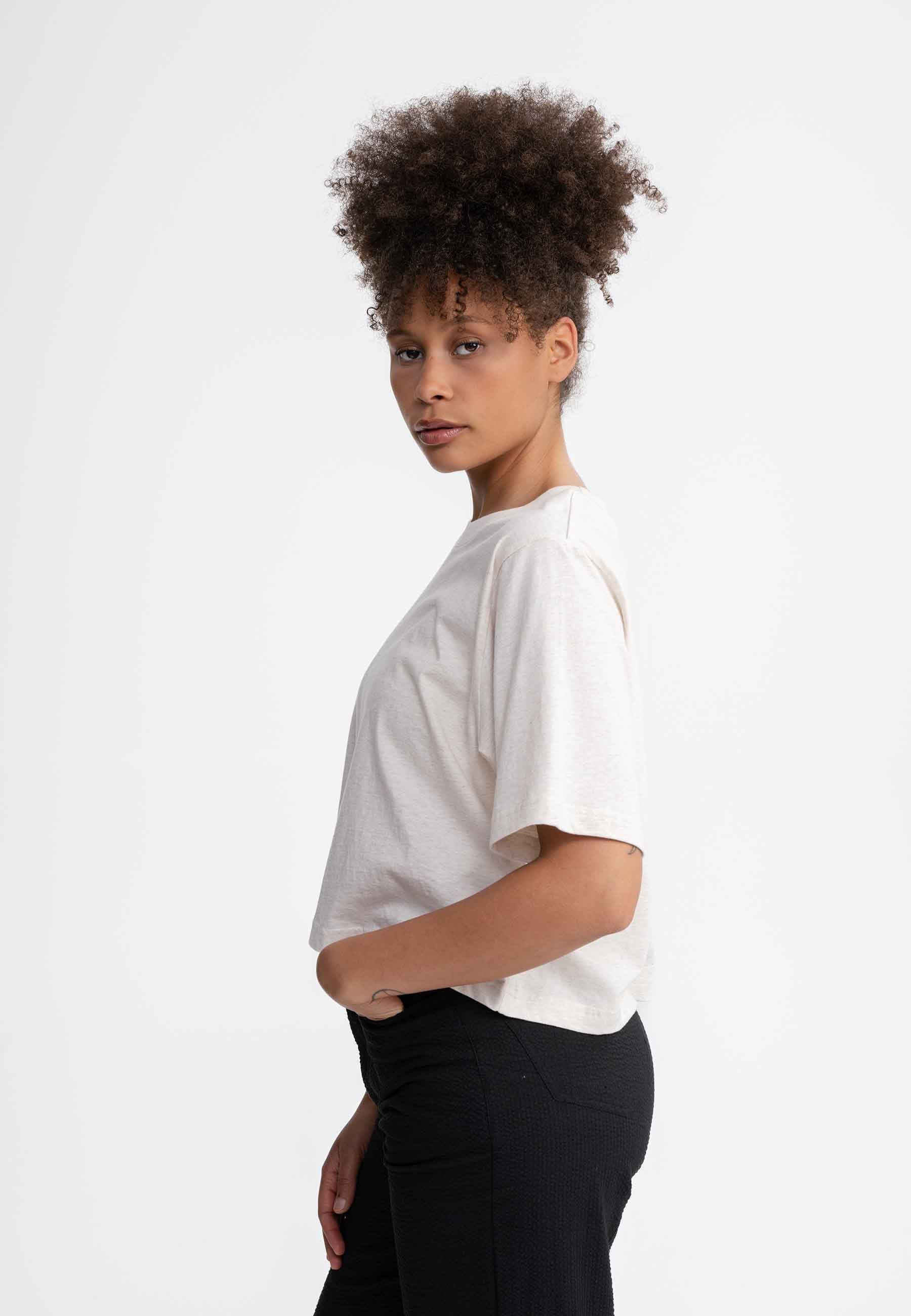 MELA Kurzarmshirt Cropped T-Shirt DESNA Rippbündchen günstig online kaufen