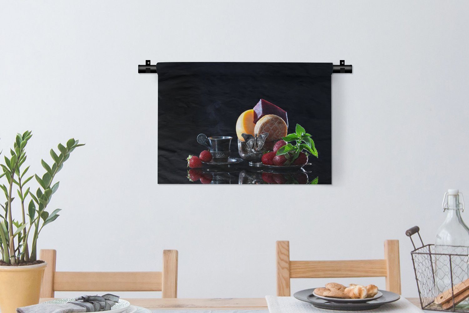 Obst - Wohnzimmer, Kleid, Schlafzimmer, - - Tisch Käse Kinderzimmer Wanddeko Wanddekoobjekt MuchoWow für Rustikal Wandbehang, - Stilleben,