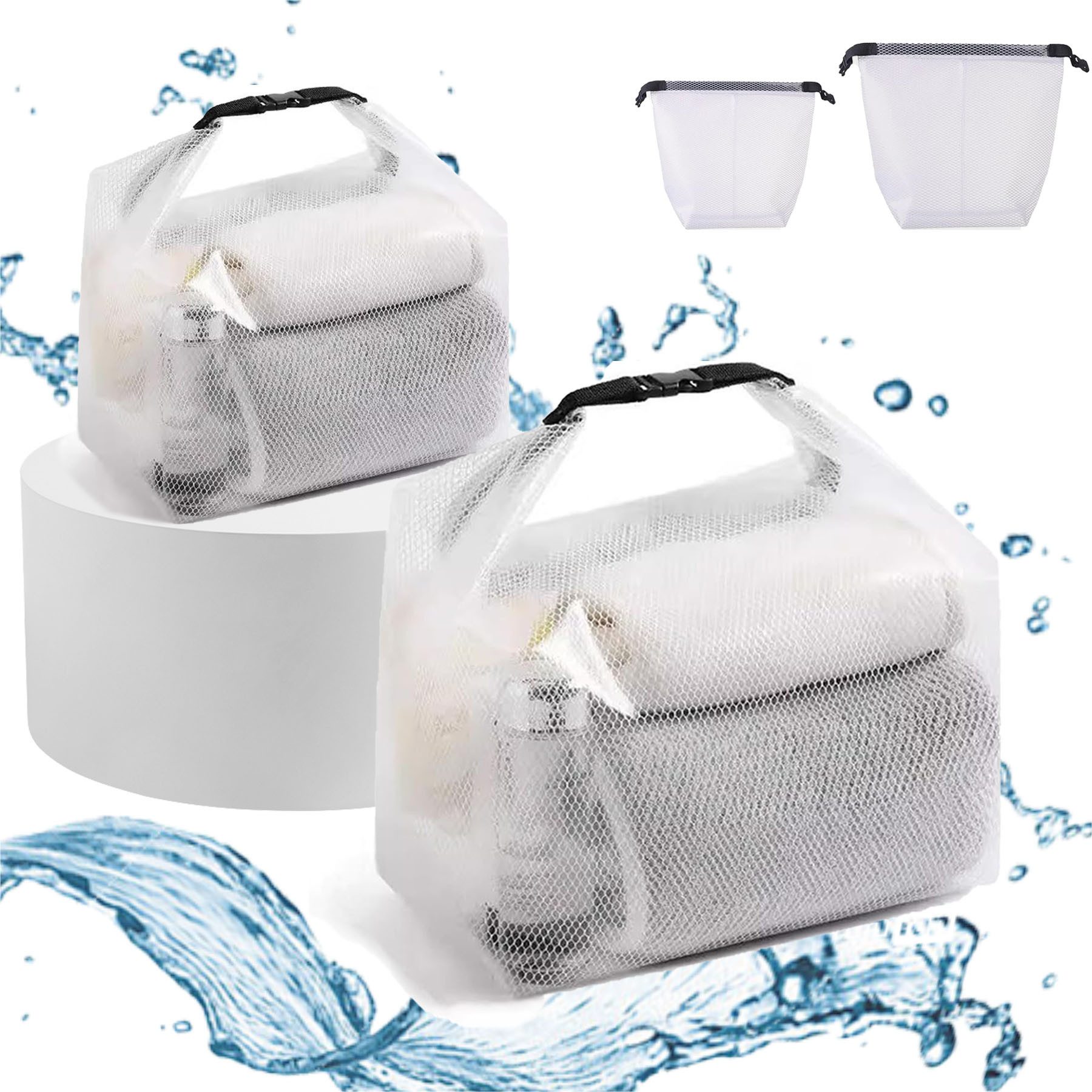 Mutig Kulturbeutel 2 Stück Kosmetiktasche Wasserdicht,Kulturtasche Damen Herren (Groß + Klein Durchsichtig Kulturbeutel,Eva Reise Kosmetik Tasche, Große Strandtasche mit großem Fassungsvermögen, faltbar mit Tragegriff), Geeignet für Reisen, Camping, Strand und Fitnessstudio