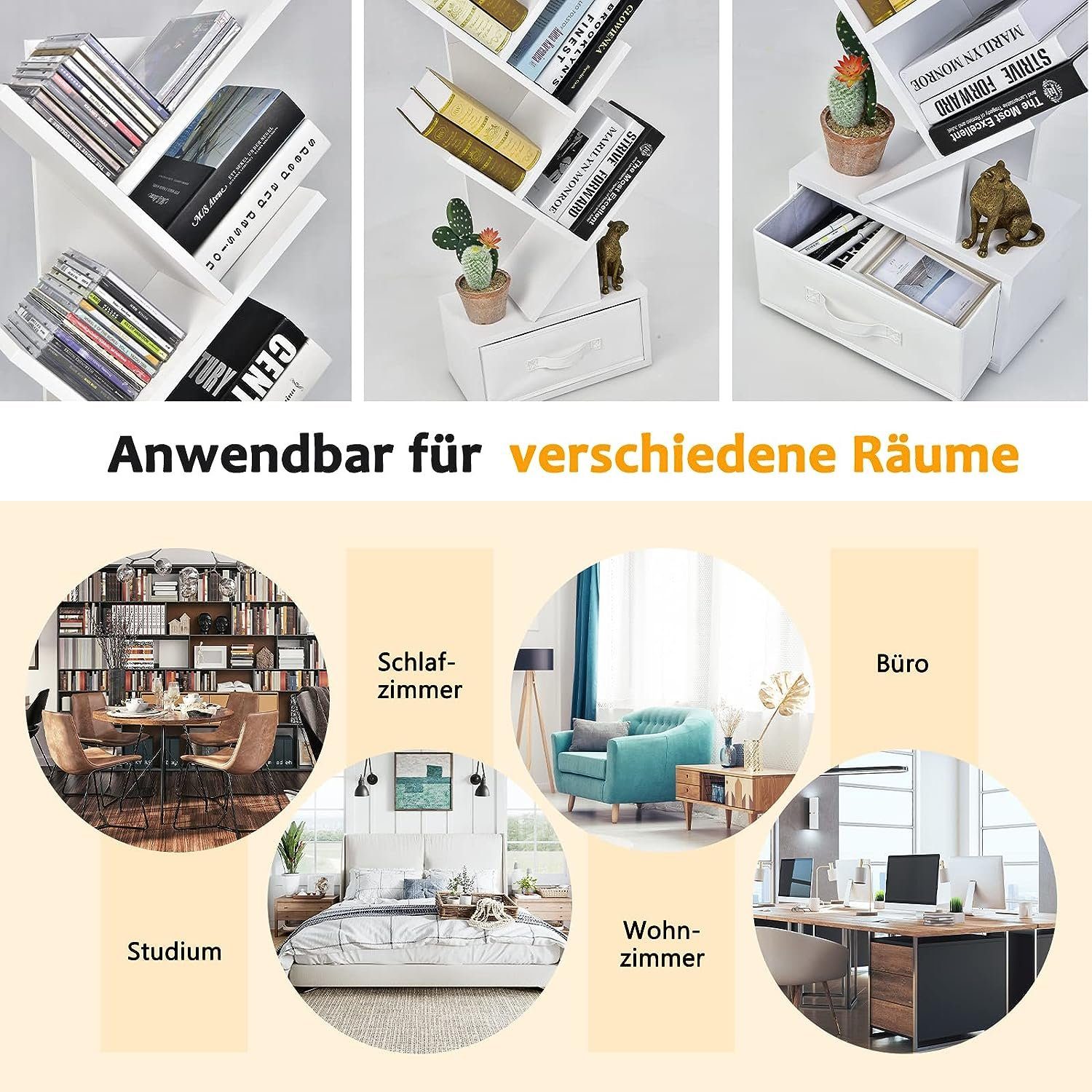 KOMFOTTEU Bücherregal Bücherschrank, mit 10 Ablagen, 38 x 20 x 149,5 cm günstig online kaufen