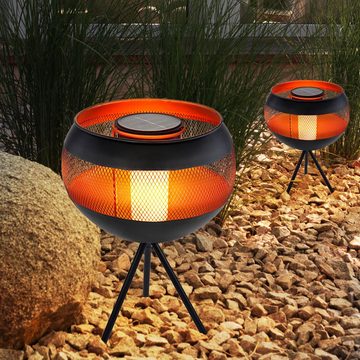 Globo LED Solarleuchte, LED-Leuchtmittel fest verbaut, Solarlampe Außenlampe Gartendeko Flammeneffekt LED Balkonlampe