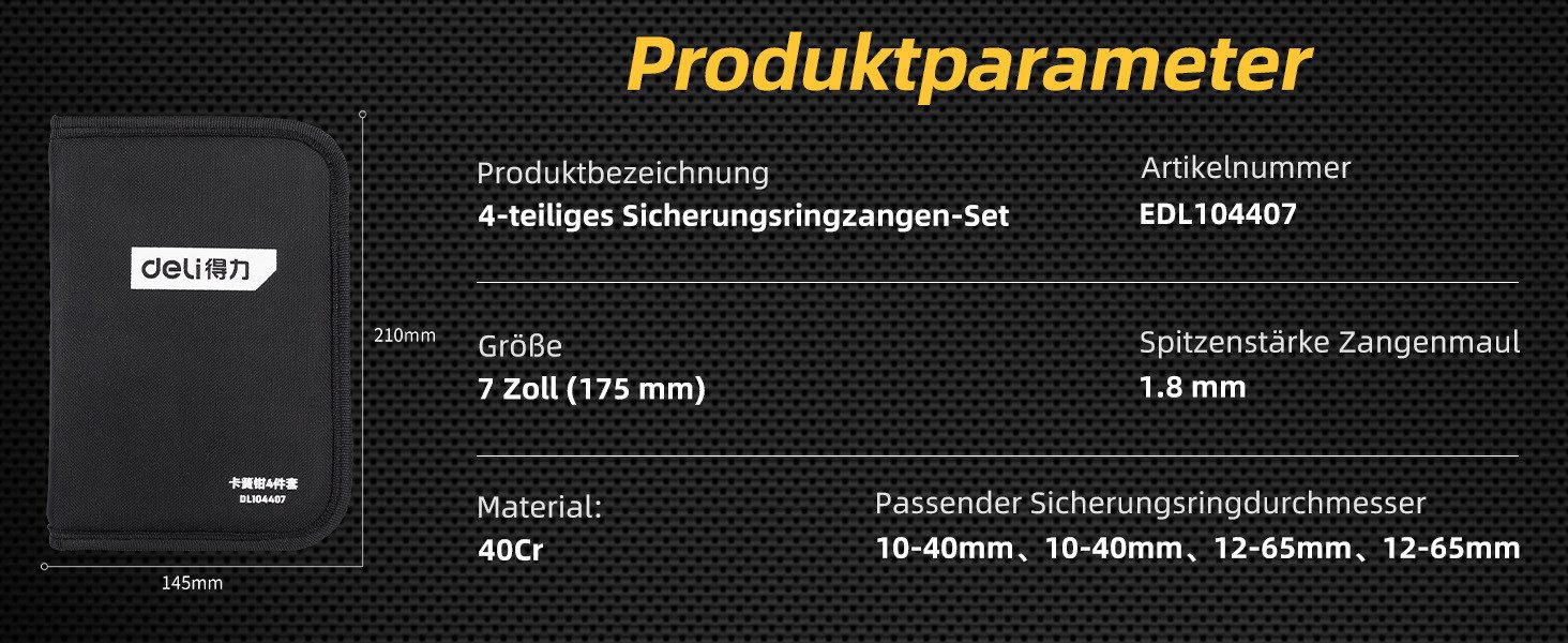 Deli Zangenset EDL104407_4-teiliges Sicherungsringzangen-Set, 4-tlg.