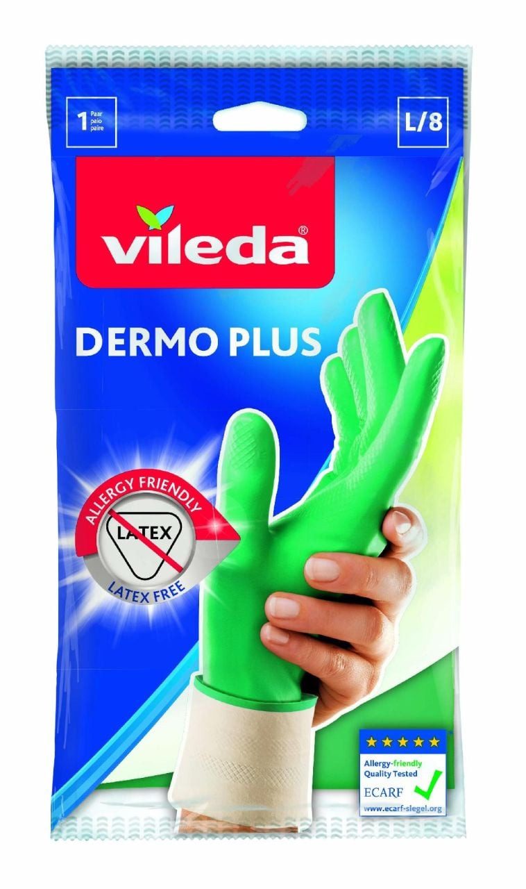 Vileda Latexhandschuhe Vileda Haushaltshandschuhe Dermo Plus Größe L günstig online kaufen