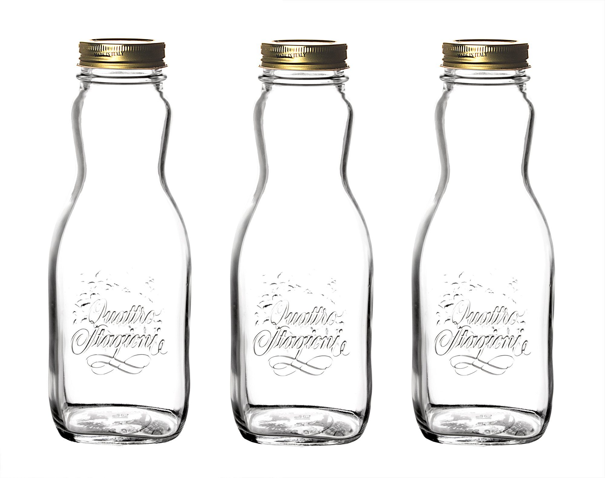 Bormioli Rocco Trinkflasche »3x Quattro Stagioni Gläser 1000 ml mit Deckel  TO 56 − Einmachgläser Schraubgläser Milchflaschen Saftflaschen« online  kaufen | OTTO