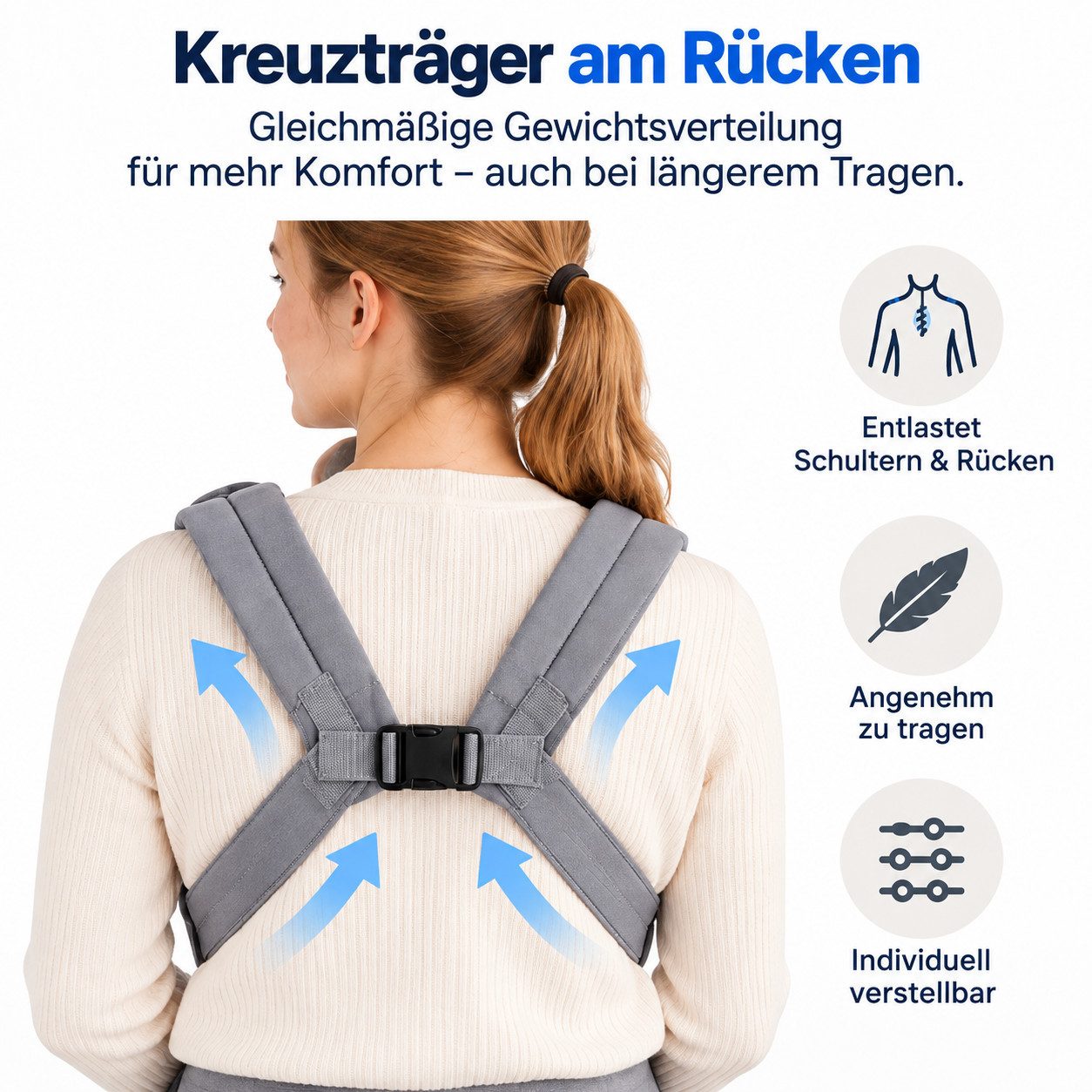Fyrove Babytrage Babytrage Neugeborene ab Geburt, Kleinkindtrage (Ergobaby Babytrage mit Ein-Klick-Schnalle, ergonomische M-Position, X-Rücken, für 3,2–20 kg),  – Bild 4 von 5