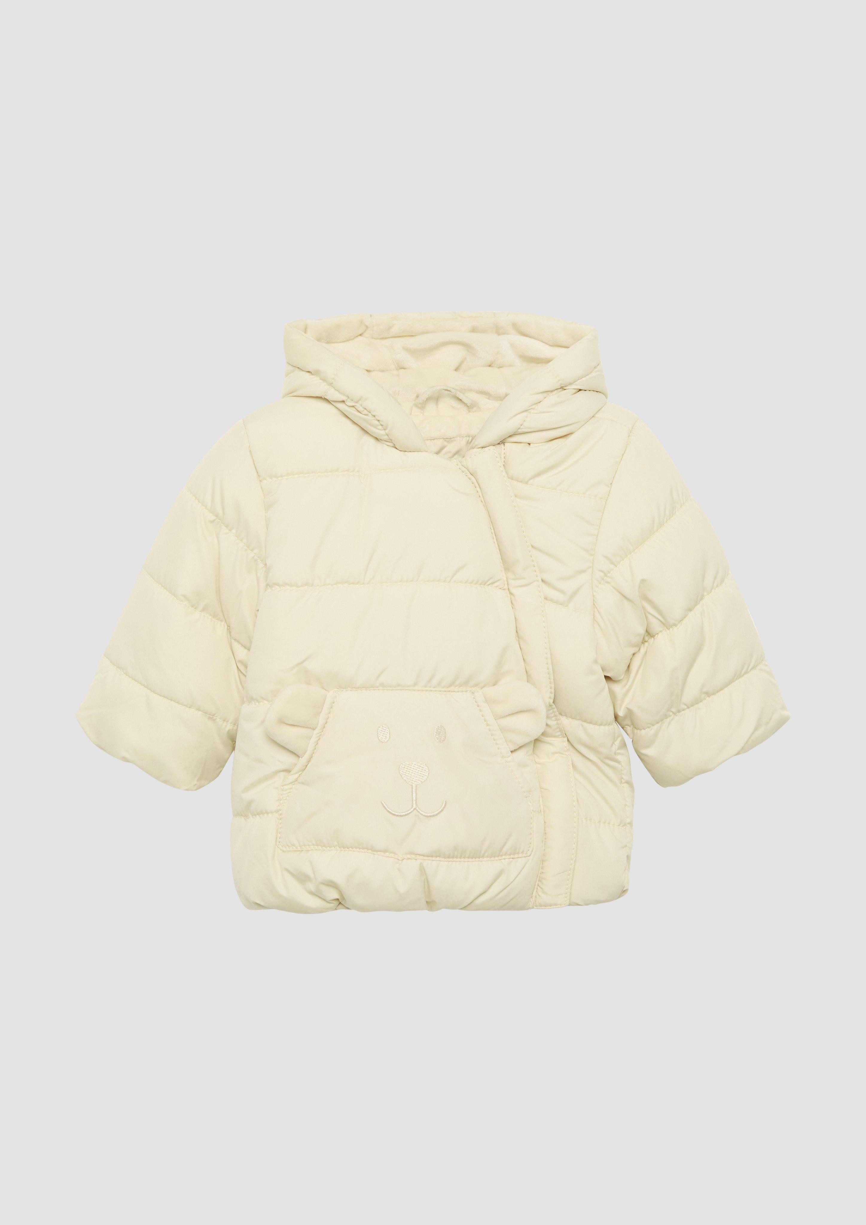 s.Oliver Outdoorjacke Wattierte Jacke mit Fleece-Futter und Bären-Motiv Raffung