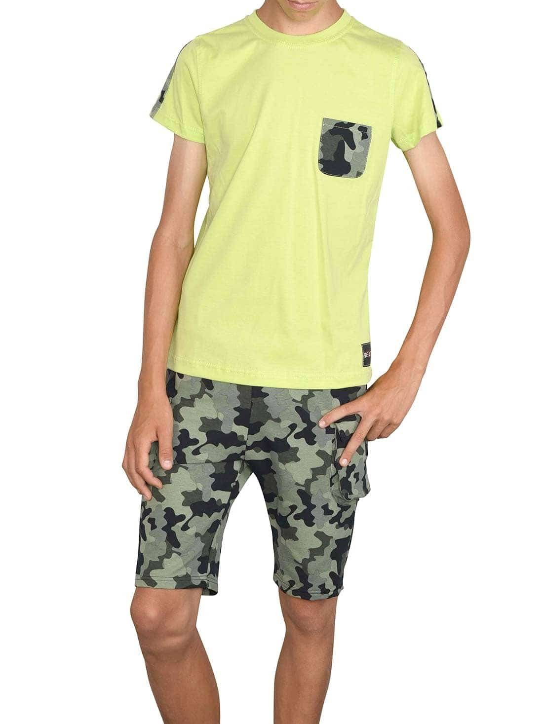 Sommer Cargo BEZLIT / Shorts Olive (1-tlg) Jungen Hellgrün Camouflage Shorts & Set und T-Shirt T-Shirt casual