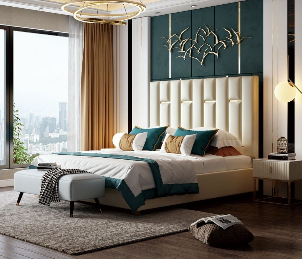 JVmoebel Bett, Luxus Schlafzimmer Doppelbett Bett 150/180x200cm Metall Neu Hotel  Betten Leder online kaufen | OTTO