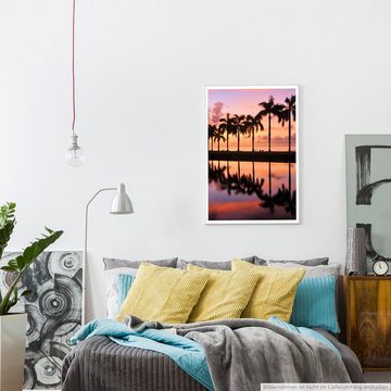 Sinus Art Poster 90x60cm Poster Palmenreihe beim Sonnenaufgang