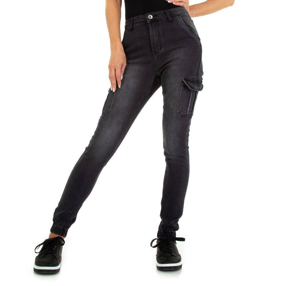 Ital-Design Skinny-fit-Jeans Damen in Skinny Schwarz Freizeit Jeans